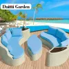 New Modern Outdoor Modular Curved Eco-Friendly Durable Rattan Sofa Bed Set for Hotels Patios Gardens Terraces Parks Villas