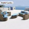 New Modern Outdoor Modular Curved Eco-Friendly Durable Rattan Sofa Bed Set for Hotels Patios Gardens Terraces Parks Villas