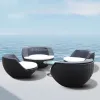 2025 New Modern Outdoor PE Wicker Sofa Set with Quick-Dry Cushions for Villa Park Use Durable Waterproof Garden Furniture
