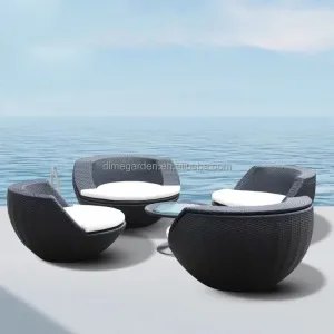 2025 New Modern Outdoor PE Wicker Sofa Set with Quick-Dry Cushions for Villa Park Use Durable Waterproof Garden Furniture