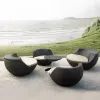 2025 New Modern Outdoor PE Wicker Sofa Set with Quick-Dry Cushions for Villa Park Use Durable Waterproof Garden Furniture