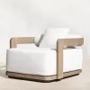 New Trends Leisure Teak Garden Sofa Outdoor Courtyards Patio Furniture Single Sofa With Comfortable Cushion