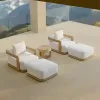 New Trends Leisure Teak Garden Sofa Outdoor Courtyards Patio Furniture Single Sofa With Comfortable Cushion