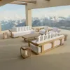 New Trends Leisure Teak Garden Sofa Outdoor Courtyards Patio Furniture Single Sofa With Comfortable Cushion