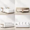 New Trends Leisure Teak Garden Sofa Outdoor Courtyards Patio Furniture Single Sofa With Comfortable Cushion
