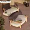 Nordic All Weather Arc-shaped Outdoor Sofa Teak Wood Frame Rope Woven Waterproof Sofa Set for Patio Poolside Modern
