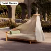 Nordic All Weather Arc-shaped Outdoor Sofa Teak Wood Frame Rope Woven Waterproof Sofa Set for Patio Poolside Modern