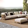 Nordic Contemporary Style Solid Teak Wood Outdoor Sofa Set Modern Garden Waterproof Rope Woven Design Hotel Furniture