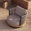 Nordic Contemporary Style Solid Teak Wood Outdoor Sofa Set Modern Garden Waterproof Rope Woven Design Hotel Furniture