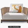 Nordic Contemporary Style Solid Teak Wood Outdoor Sofa Set Modern Garden Waterproof Rope Woven Design Hotel Furniture