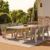 Nordic Modern Durable Teak Wood Outdoor Furniture Garden Sets Hotel Courtyard Villa Leisure Dining Table Chair Combination