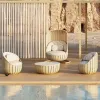 Nordic Modern Outdoor Sofa Set-Eco-Friendly Durable Waterproof Furniture for Hotel Villa Use