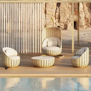 Nordic Modern Outdoor Sofa Set-Eco-Friendly Durable Waterproof Furniture for Hotel Villa Use