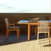 Nordic Modern Rocking Comfortable Durable Outdoor Dining Chair Waterproof Anticorrosive Teak Wood Full Color Printed Garden