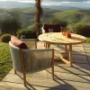 Nordic Modern Rocking Comfortable Durable Outdoor Dining Chair Waterproof Anticorrosive Teak Wood Full Color Printed Garden