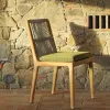 Nordic Modern Rocking Comfortable Durable Outdoor Dining Chair Waterproof Anticorrosive Teak Wood Full Color Printed Garden
