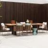 Outdoor Braided Rope Teak Garden Sofa Set Modern Solid Wood Anticorrosive Waterproof Weatherproof Furniture Villa Patio
