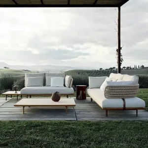 Outdoor Courtyard Waterproof Teak Rattan Sofa Set-Modern Design Eco-Friendly for Hotel Villa Park Use