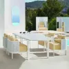Outdoor Dining Table and Chair Stainless Steel Combination Modern Design Waterproof Garden Courtyard Balcony Leisure Sofa