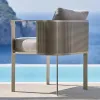 Outdoor Dining Table and Chair Stainless Steel Combination Modern Design Waterproof Garden Courtyard Balcony Leisure Sofa