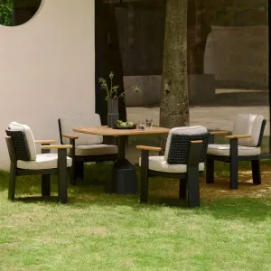 Outdoor Dining Table and Chairs Set Wood Simple Modern Design Waterproof Furniture for Garden Courtyard Villa Hotel