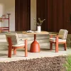Outdoor Dining Table and Chairs Set Wood Simple Modern Design Waterproof Furniture for Garden Courtyard Villa Hotel