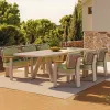 Outdoor Dining Table and Chairs Set Wood Simple Modern Design Waterproof Furniture for Garden Courtyard Villa Hotel