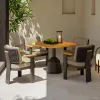 Outdoor Dining Table and Chairs Set Wood Simple Modern Design Waterproof Furniture for Garden Courtyard Villa Hotel
