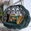 Outdoor Furniture Patio Garden Balcony Swing Chair Hammock Rattan Leaf Basket Swing Hanging Cushion Chair for Balcony Bedroom