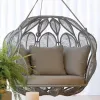 Outdoor Furniture Patio Garden Balcony Swing Chair Hammock Rattan Leaf Basket Swing Hanging Cushion Chair for Balcony Bedroom