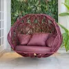 Outdoor Furniture Patio Garden Balcony Swing Chair Hammock Rattan Leaf Basket Swing Hanging Cushion Chair for Balcony Bedroom