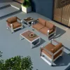 Outdoor Modern Garden Sofa Set for Patio Apartment Courtyard Hotel Villa Use-Wood Furniture Waterproof Eco-Friendly