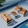 Outdoor Modern Garden Sofa Set for Patio Apartment Courtyard Hotel Villa Use-Wood Furniture Waterproof Eco-Friendly