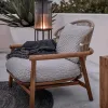 Outdoor Modern Teak Highback Armchair Hotel Solid Wood Sofa Terrace Rope Weaving Lounge Chair Set Outdoor Furniture
