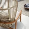 Outdoor Modern Teak Highback Armchair Hotel Solid Wood Sofa Terrace Rope Weaving Lounge Chair Set Outdoor Furniture