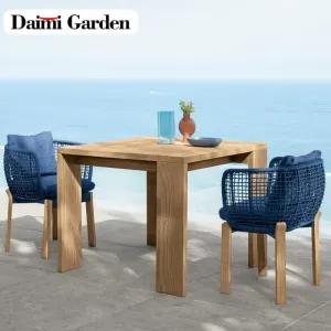 Outdoor Rattan Furniture-Simple Modern Living Room Set Includes Durable Waterproof Rocking Teak Table Chair for Courtyard Villa