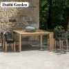 Outdoor Rattan Furniture-Simple Modern Living Room Set Includes Durable Waterproof Rocking Teak Table Chair for Courtyard Villa