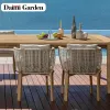 Outdoor Rattan Furniture-Simple Modern Living Room Set Includes Durable Waterproof Rocking Teak Table Chair for Courtyard Villa