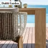 Outdoor Rattan Furniture-Simple Modern Living Room Set Includes Durable Waterproof Rocking Teak Table Chair for Courtyard Villa