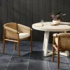 Outdoor Set Teak Rattan Modern Design Waterproof Durable Eco-Friendly Movable Garden Dining Table for Hotel Courtyard Balcony
