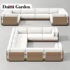 Outdoor Solid Teak Wood Sofa Set Combination Courtyard Garden Leisure Anti-corrosion Furniture All Weather Fabric Hotel
