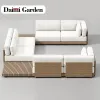 Outdoor Solid Teak Wood Sofa Set Combination Courtyard Garden Leisure Anti-corrosion Furniture All Weather Fabric Hotel