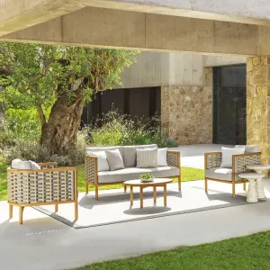 Outdoor Solid Wood Sofa Set with Modern Design for Hotel Park Apartment Use-Garden Furniture