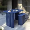 Outdoor Stainless Steel Dining Table Chairs Combination Modern Design Waterproof Garden Furniture for Park Patio Courtyard