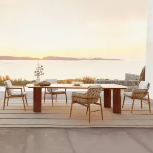 Outdoor Teak Dining Luxury Tables Chairs Solid Wood Modern Combination Courtyard Garden Villa Terrace Rainproof Sunscreen Custom