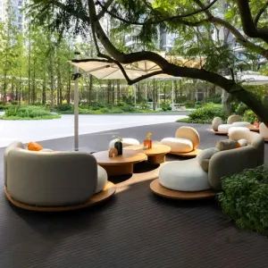 Outdoor Teak Solid Wood Sofa Set Garden Combination Leisure Villa Balcony Waterproof Sunscreen Hotel Use