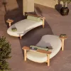 Outdoor Teak Wood Garden Sofa Set with Rope Chaise Lounge Waterproof Modern Design for Villa Park Use High Quality