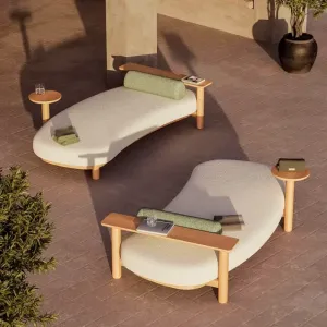 Outdoor Teak Wood Garden Sofa Set with Rope Chaise Lounge Waterproof Modern Design for Villa Park Use High Quality