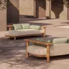 Outdoor Teak Wood Garden Sofa Set with Rope Chaise Lounge Waterproof Modern Design for Villa Park Use High Quality