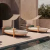 Outdoor Teak Wood Garden Sofa Set with Rope Chaise Lounge Waterproof Modern Design for Villa Park Use High Quality